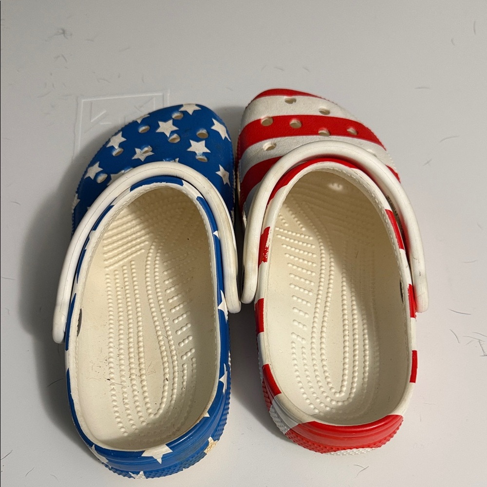 CROCS Red and Blue Star-Stripe Clogs - Picture 2 of 5